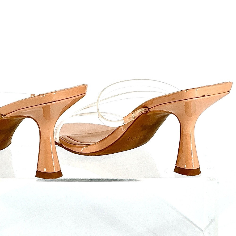 Open Edit Size 7.5 Tan Nude Clear Strappy Kitten‎ Heel Slide Sandals Tawney - Picture 8 of 14
